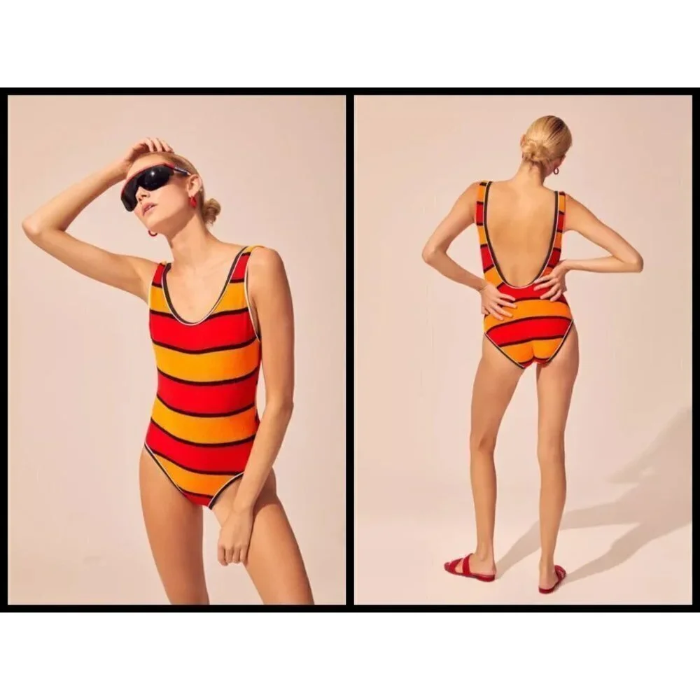 💕SOLID & STRIPED💕 Anne-Marie One Piece Swimsuit ~ Sunset Terry XS NWT - Picture 4 of 12